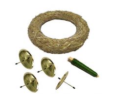 Decpero - Set de Manualidades para Corona de Adviento, 6 Piezas, con Platos de Velas Dorados