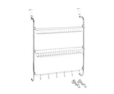 Wenko 4340031100 Revigo - Repisa para colgar en la puerta (2 bandejas, 6 ganchos, 59 x 78,5 x 16,5 cm), cromado