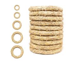 DekoPrinz Coronas de Paja, 10 Piezas | Diámetro de 20 cm, Grueso de 3 cm | Corona de decoración Decoración de Navidad, Corona de Paja para la personalización