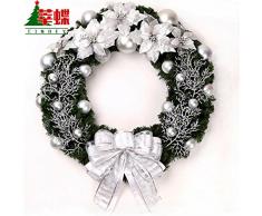 Guirnaldas de Navidad estilo Coreano de ratán hotel restaurante puertas corona decoraciones de Navidad colgando tapices de pared , 3 Flor blanca (40cm)
