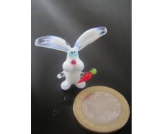 chistera con möhre Mini 3 – Conejo con Möhrchen Blanco Rojo – Conejo con Zanahoria – Figura en miniatura de cristal – cristal animales figura decorativa Decoración de Pascua Primavera Decoración setzkasten vitrina Pascua K8