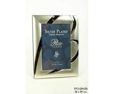 CAPRILO. Marco de Fotos Decorativo de Metal Adornos Plateados. Portarretratos. Portafotos, Regalos Originales de Comunión y Bautizos. Decoración Hogar. Foto 20 x 25 cm. IB 7