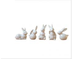 Creativo 4 unids/Lote pequeño Encantador Mini Lindo Conejo de cerámica Estatua decoración del hogar decoración estatuillas Miniatura Estatua Regalo del día de Pascua