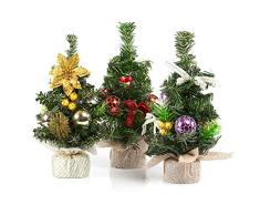 Kesote Mini Árbol de Navidad Artificial Árbol de Navidad Decoración del Hogar, Tienda, Oficina, Conjunto de 3, 20 x 11cm