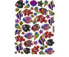 Diseño de pegatinas de Pez animales 48 piezas 1 11 hojas de 135 mm x 100 mm adhesivo metálico-look de fiesta para hacer manualidades