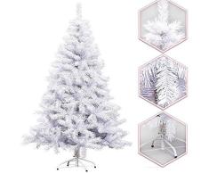 Hengda® Árbol de Navidad Artificial PINOS único Árbol Decorativo con Soporte metálico Christmas 180CM Blanco con 650ramas Material PVC
