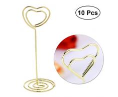 Toyvian Soporte de Número de Mesa en Forma de Corazon Portatarjeta de Nombre de Mesa Portanotas Soporte para Fotos Numeros de Mesa para Fiesta Boda 10 Piezas 8.5 cm (Oro)