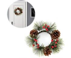 Anladia Puerta Corona Corona de Adviento Corona de Navidad de Corona Decorativa de Navidad Guirnalda Pistas para Navidad Fiesta Decoración 22 x 11 cm