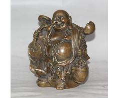YUNHAO Yuanbao RU Yi Happy Laugh Maitreya - Estatua de Buda de Bronce Chino