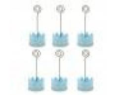 6pcs Clip De La Tarjeta Conocida Lugar De Fiesta De La Boda Del Sostenedor Del Soporte Forma De Corona Azul Favorecen