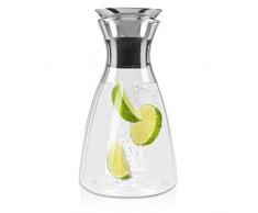 Navaris Jarra de cristal de 1L para agua - Botella de vidrio con tapa - Jarra de borosilicato - Garrafa para agua té zumo