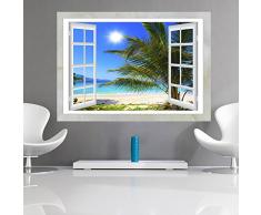 Ilusion Optica 3D 140x100 cm Fotomural Poster Finestra Fotomurales Papel pintado Quadro Mar Playa Duna