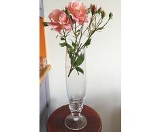 Jarrón de cristal transparente hecho a mano 45 cm alto contemporáneo Footed champán estilo