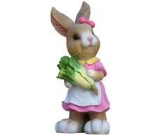 Mankvis Tapicería De Pascua, Resina Conejo Animal Estatua Escultura Vacaciones Fiesta Familiar Decoración Figura Pareja