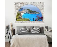 murando - Ilusion Optica 3D - Fotomural Poster Finestra - Fotomurales Papel pintado - Quadro Pared Piedra Mar Playa Duna 70x50 cm