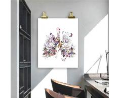 GUDOJK Pintura de la Lona Bronquios tráquea anatomía lámina del árbol bronquial Acuarela Arte Lienzo Pintura Medicina Cartel clínica decoración médico regalo-70x100cm