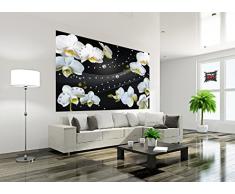 Foto tapiz Orquídea blanca mural con diamantes decoración mural flores de la orquídea modernas Phalaenopsis Flowers I foto-mural foto póster deco pared by GREAT ART (210 x 140 cm)