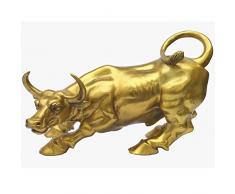 Small Wall Street Bronce Fierce Bull Estatua de buey 4,5 "L a), color amarillo