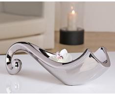 Elegante Figura Decorativa Cuero en Color Plata Cerámica