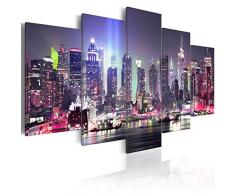 murando - Cuadro en Lienzo 200x100 cm - New York - impresión de 5 Piezas - Material Tejido no Tejido - impresión artística - Imagen gráfica - Ciudad d-C-0015-b-n