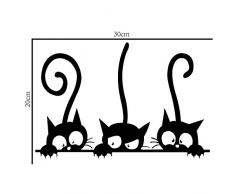 Spaufu Pegatina Tatuaje de Pared para Decoración Adhesiva para Ventana Mural Vinilo Disfraza de Hogar Etiqueta de 3 Gatos Negro