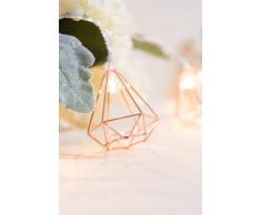 Cadena de Luces Boho Metal Geométrica, Morbuy Pilas Decorativas Guirnalda Luces 3m/ 20LED Oro Rosa Luz para Navidad Boda Fiestas Jardín Patio Halloween (Diamante)
