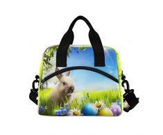 Mnsruu - Bolsa térmica para Almuerzo, diseño de Huevo de Pascua, Color Verde Hierba