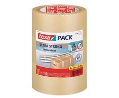 tesapack Ultra Fuerte - Cinta de Embalaje de PVC para Empaquetados Firmes y Seguros - Transparente - 25 m x 50 mm, Paquete con 3 Cintas