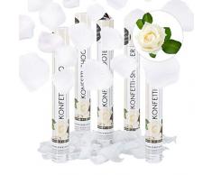 Relaxdays Pack de 5 Cañones de Confeti Pétalos de Rosa para Bodas y Aniversarios, hasta 8 m de Altura, Blanco, 40 cm