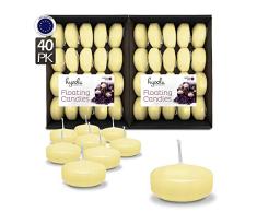 Hyoola Premium Ivory Velas flotantes 5,1 cm – 4 Horas – 40 Unidades – Fabricado en Europa