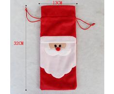 Para barandas de 2 piezas de Papá Noel rojo para botella de vino diseño de fundas para decoración para mesa de Navidad fiesta de dientes de Home