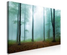 murando - Cuadro Bosque Niebla 140x70 cm - Impresion en Calidad fotografica - 1 Parte - Cuadro en Lienzo Tejido-no Tejido - Naturaleza c-B-0378-b-a