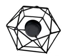 kentop Candelabro eléctrico geométricas portavelas metal Candelabro portavelas Candelabro Negro Artesanía Decoración vela Candelabro, hierro, Negro, small
