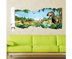 ufengke Grandes Dinosaurios Jungle Pegatinas de Pared Vistoso Calcomanías de Pared de Vinilo de DIY Extraíble para Sala de Estar, Dormitorio, Sala de Juegos para Niños Mural