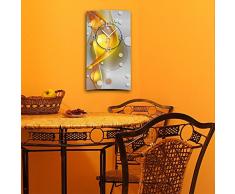 Abstracto amarillo anaranjado vertical de diseño moderno reloj de pared de diseño reloj de pared acero inoxidable 28 cm x 48 cm silencioso sin tic tac DIXTIME 3D-0049