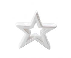LIOOBO Adorno de Navidad figuritas de cerámica decoración de Estrellas Estatua Regalo para decoración de Vacaciones en el hogar (Blanco)