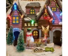 Navidad Musical Led Pueblo Escena Led Luces Precioso Muñeco De Nieve, Papá Noel & Reno Adornos Movibles Tren Que Círculos