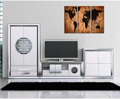 Cuadro Moderno fotografico base madera, 97 x 62 cm, Mapa Mundial, Mapa Mundi, Vintage ref. 26105