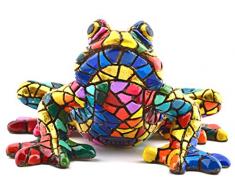 Art Escudellers Figura Decorativa Rana en Mosaico Edición Limitada de Resina Pintada a Mano con la Tecnica modernista TRENCADIS, al Estilo Gaudí. 14,5 cm x 13 cm x 8,5 cm