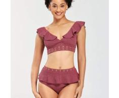 Az Serpentina de Split Bikini Espuma sólida Hoja de Loto Traje de baño de Cuello (Size : M)