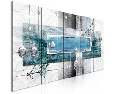 murando - Cuadro en Lienzo Abstracto 225x90 cm Impresión de 5 Piezas Material Tejido no Tejido Impresión Artística Imagen Gráfica Decoracion de Pared Gris Beige Blanco Azul Turquesa a-A-0343-b-p