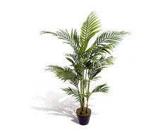 Estupenda planta artificial tropical, palmera, areca, de 120 cm, para oficina, invernadero, jardín interior o exterior.