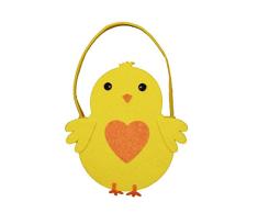 HAAC Deko Fieltro cesta Pascua Pascua cesta Nido con Gallina Corazón y asa color amarillo 20 cm x 20 cm