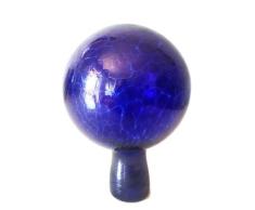 Esfera decorativa para jardin de cristal coloreado, bola de vidrio soplado a boca, en el colour azúl lentes, diametro 9cm, disenado y fabricado por Oberstdorfer Glashütte