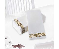 Paquete de 50 Desechable Papel Invitado Toallas Suave Baño Mano Servilletas Desechable Papel Toallas de Mano 3 Plegable para Cena, Boda o Cóctel - Oro