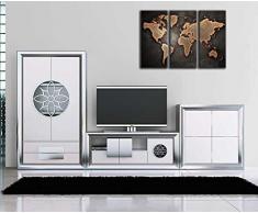 Cuadro Moderno fotografico base madera, 97 x 62 cm, Mapa Mundial, Mapa Mundi, Vintage ref. 26138