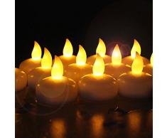 Novelty Place [Flota en el Agua] Velitas Sin Llama, Velas Pequeñas LED Flotantes con Baterías - Blanco Elegante para Bodas, Centro de Mesa y SPA (Paquete de 12)