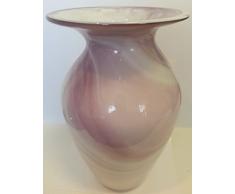 Jarron de suelo grande de cristal coloreado, bulboso florero de vidrio soplado a boca en tonos violeta y blanco de marmol, para las flores de tallo largo, altura circa 24 cm, disenado y fabricado por la Oberstdorfer Glashütte