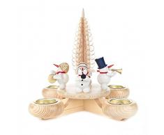 Dregeno Erzgebirge - Candelabro de Adviento para Velas de té (23 cm), diseño de muñeco de Nieve
