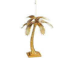 Home Collection Candelabro de Metal en Forma de Palmera Tropical en Color Dorado y Alto 48 cm Deco Hogar